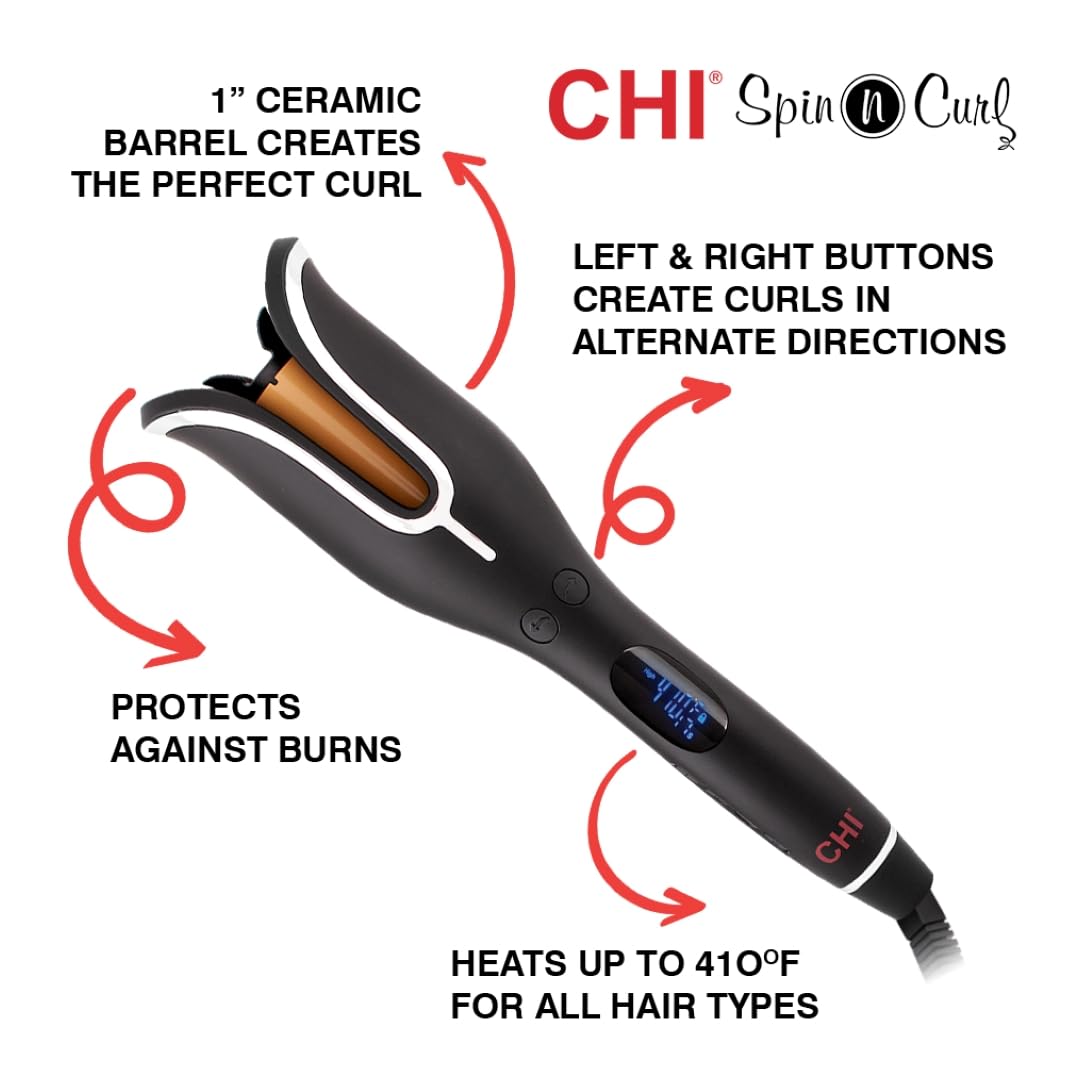 CHI Spin N Curl Curling Iron: Effortless Healthy & Shiny Curls and Waves | FINAL DAY OF SALE!