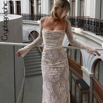 Long lace dress with drawstring and shawl (LAST DAY OF SALE!)