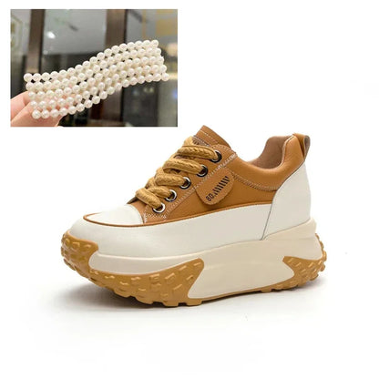 Fujin Genuine Leather 7cm Platform Wedge Sneakers: Breathable and Comfortable | LAST DAY OF SALE!