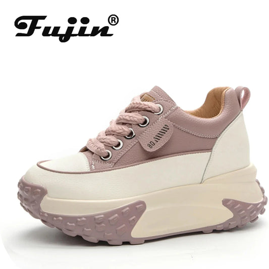 Fujin Genuine Leather 7cm Platform Wedge Sneakers: Breathable and Comfortable | LAST DAY OF SALE!