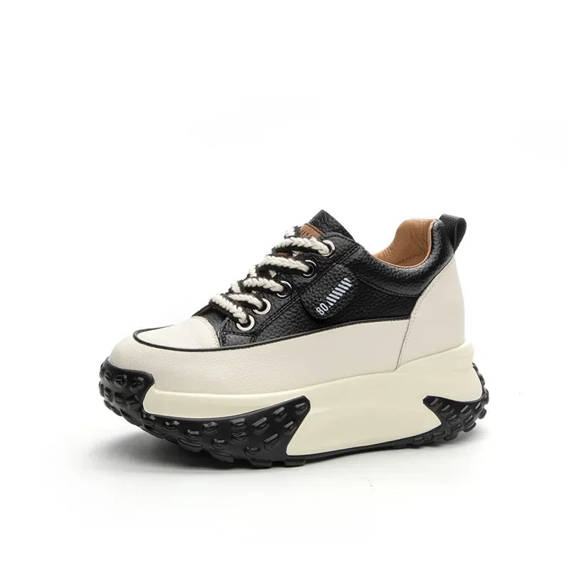 Fujin Genuine Leather 7cm Platform Wedge Sneakers: Breathable and Comfortable | LAST DAY OF SALE!