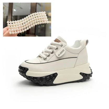 Fujin Genuine Leather 7cm Platform Wedge Sneakers: Breathable and Comfortable | LAST DAY OF SALE!