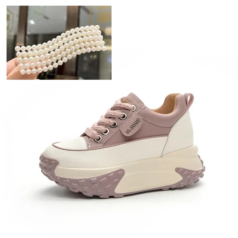 Fujin Genuine Leather 7cm Platform Wedge Sneakers: Breathable and Comfortable | LAST DAY OF SALE!